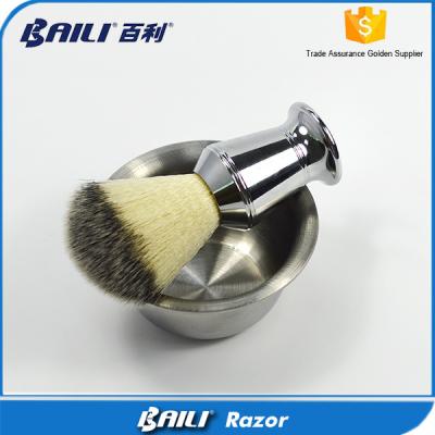 China No Floppy Nylon Shaving Brush Hair Knot Metal Heavy Shaving Handle for sale