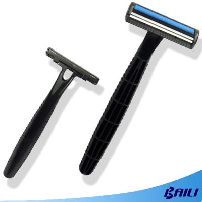 China Disposable Shaving Razor Plastic Nonslip Handle Twin Blade Shaver for sale