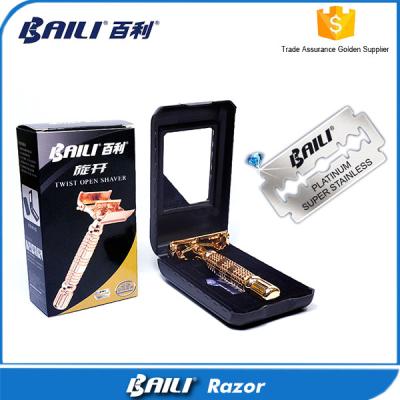 China Rose Gold Twist to Open Double Edge Safety Razor Butterfly Men Shaving for sale