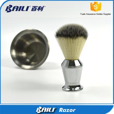 China 60mm Hair Height Mans Soft Shaving Nylon Hair Brush Metal Handle for sale