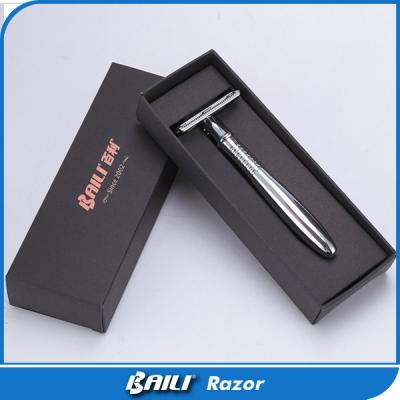 China Men Traditional Double Edge Chrome Safety Classic Shave Razor 116mm Long Handle for sale