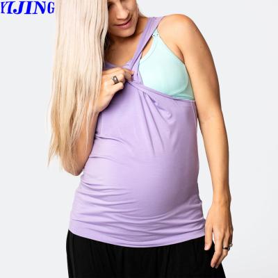 China Breathable Custom Nursing Tank Tops For Women With Built In Breathable Sporty Maternity And Nursing Bra Tank Tops for sale