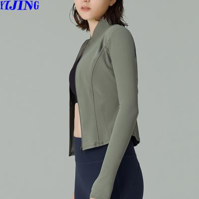 China High Quality Custom Made Breathable Slim Fit Women Gym Fitness Yoga Training Long Sleeve Zipper Jacket Tops for sale