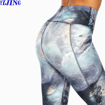 China Polyester Compression Waist High Fitness Crac! crack! Breathable Custom Butt Leggings Printing Pattern Yoga Leggings for sale