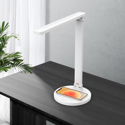 China Dimmer Modern Popular 5 Step Foldable Led Table Lamp With Wireless Charger for sale