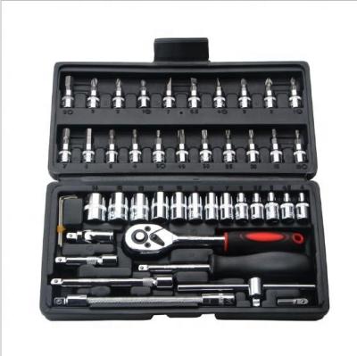 China 46pcs Car Repair Socket Wrench Kits Auto Repair Tool 1/4 Socket Ratchet Wrench Sets For Household for sale