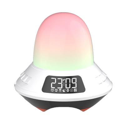 China Show BT Speaker Information UFO Function Alarm Clock Night Speaker Multi Visual Colorful Lamp Wireless White Noise Sleep Lamp for sale