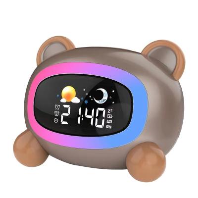 China Show Beautiful Multi Function 7 Kinds Multi Visual Night Light Information Shape Sleep Trainer Alarm Clock Gift Alarm Clock For Kids for sale