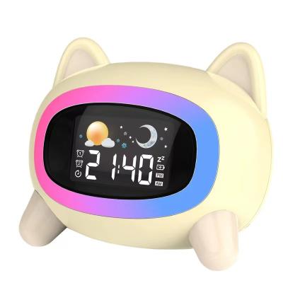 China Cute Animal Rabbit Bear Dog Shape Visual Information Display Sleep Training Alarm Clock For Kids for sale