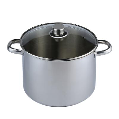 China Available Stainless Steel Pan Cookware Sets Covered Viable Sample Stockpot With Two Handles for sale