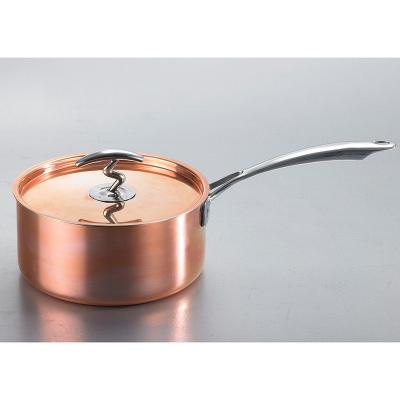 China Low Cost Sustainable Home Heating Cookware 304 Stainless Steel Sauce Pans Multifunctional Even Triple Lid Copper Pot for sale