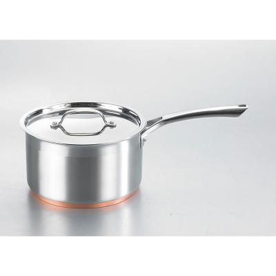 China Exquisite Workmanship 16cm Cookware Kitchen Accessories Stainless Steel Copper Bottom Sauce Pan Pot With Lid for sale