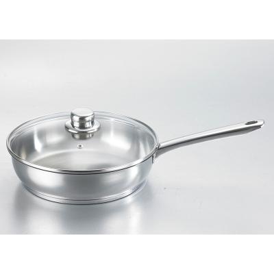 China China Manufacturer Sustainable Wear Proof Cookware Shallow Frying Stainless Steel Large Pan Pot With Lid for sale