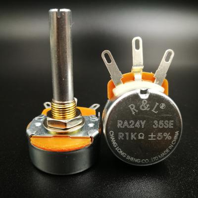 China 1K 3W Single Turn Potentiometer 35mm Wirewound Shaft R& L-RA24Y-35S for sale