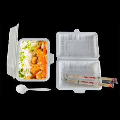 China Freshness Preservation 600ml Take Away Disposable Food Container Cornstarch Lunch Box Delivery Food Container for sale