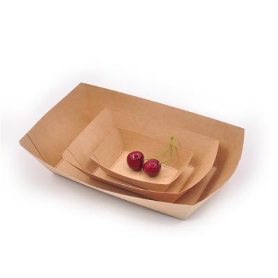 China Disposable Fried Chicken Boat Box Fried Liner Opening Kraft Paper Uncovered Oil-proof Lunch Box for sale