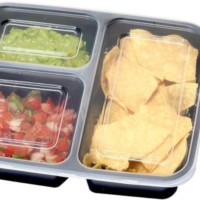 China 3 Compartment Food Container Disposable Plastic Containers, Microwavable Food Containers With Lids for sale