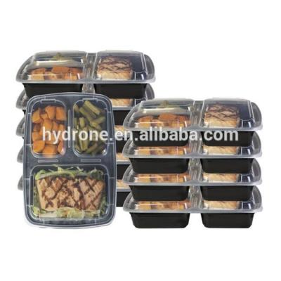 China 3 Compartment Food Container Disposable Plastic Containers, Microwavable Food Containers With Lids for sale