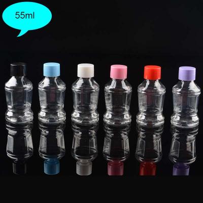 China Beverage 55ml Clear Pet Bottle For Juice Plastic Screw Cap Empty Syrup Bottle for sale