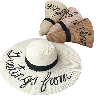 China Luxury Custom Factory Custom Made Wide Brim Beach Sun Hat With Logo Woven Sun Hats for sale