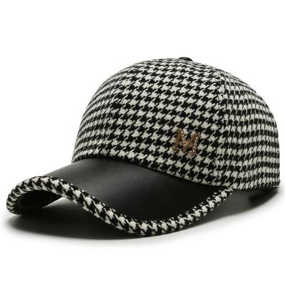 China Factory Customized Picture Houndstooth Pattern Baseball Hat Sports High Quality Adjustable Baseball Hat for sale