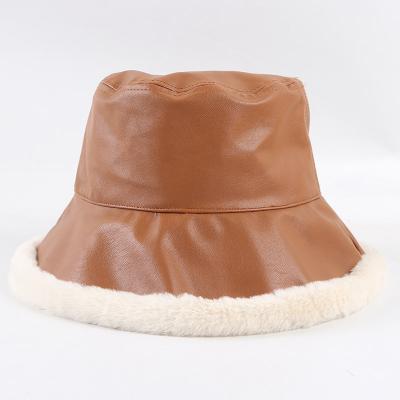 China Manufacturer Customized Fashionable And Versatile Leather Fisherman Sunshade Solid Warm Hat for sale