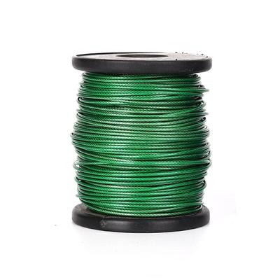 China Balustrade green color PVC plastic-coated 304 stainless steel wire rope cable has a diameter of 0.8MM-10MM after coating for sale