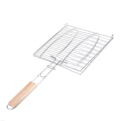 China Dustproof 20*22cm Foldable BBQ Grilling Basket Stainless Steel Nonstick Barbecue Grill Basket Tools Grill Mesh for Fish Steak Vegetable for sale