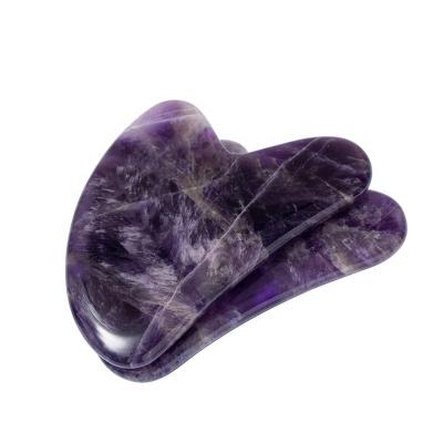 China GuaSha Tools Massage Tool Crystal Amethyst Natural Jade Stone Guasha Hand Held Amethyst Board for sale