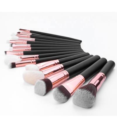 China Angular Blush 15pcs Makeup Set Brush High Quality Private Label Rose Gold Cosmetic Brushes for sale