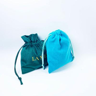 China Recyclable Wholesale luxury suede pouch velvet jewelry drawstring bag with printed logo for sale