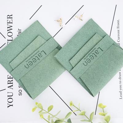 China Envelop Custom logo Folded Velvet suede microfiber Small jewelry pouch earring packaging envelope bag for sale