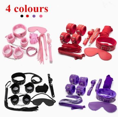 China Leather/Adult Bondage Sex Toys-Plush Set 4 Colors Bdsm Fetish Restraint Sex Slave Bondage Kit Furry Adult Sex Toys for sale