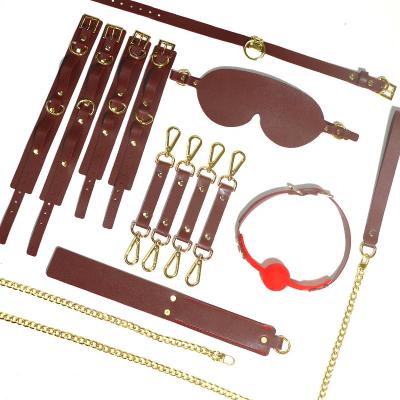 China Oneai High Quality Sexy Bondage Fun 8 Pieces Leather Bed Bondage Set Sex Toy For Couple Japanese bdsm Bondage Costume Adult SM for sale