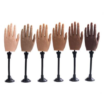 China Silicone Nail Practice Hand for Mobile Nail Art Painting Hand Model Dark Color Nail Practice Nails for sale