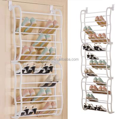 China (Size) 36pairs adjustable 12tiers over the door foldable shoes display rack for sale