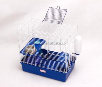 China Sustainable 2 Tier Ladder Metal Wire Hamster House Cage With Rolling, Bottle, Bowls for sale