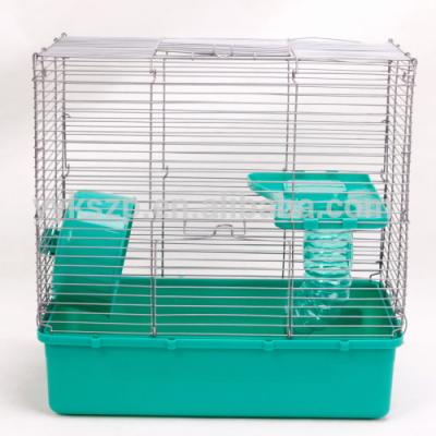 China New Arrival Two Floors Sustainable Metal Wire Hamster Plastic Cage With Toys for sale