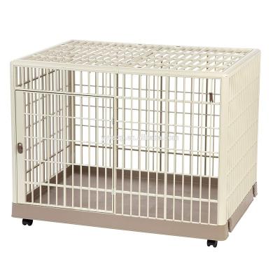 China Sustainable Covered Plastic Animal Cage , Plastic Dog Crate Cage With Wheel for sale