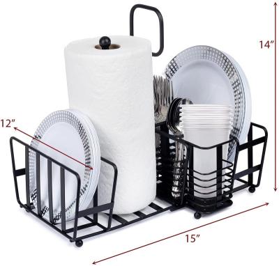 China Manufacture Black Color Metal Picnic Utensil Cart Foldable Stocked Rack for Kitchen, Dining, Fun, Picnics for sale