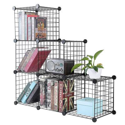 China Simple White Stocked Wire Grid Wire Grid Panels In Booksase Multifunctional Clothing Organizer Shelves Cubes Storage For Wall Decor for sale