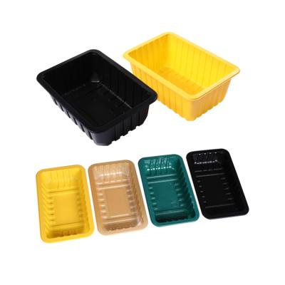 China PP Modified Atmosphere Packing Tray Moisture-proof Red Plastic Tray For Roast Chicken Packing Quail Meat Tray for sale