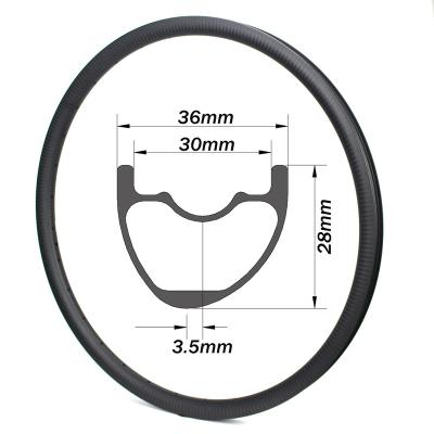 China 27.5er Mountain Bikes Carbon MTB Rim 27.5er Mountain Bike Rims Asymmetric 36mm Width 28mm Depth XC/AM for sale