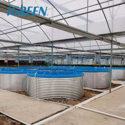 China Galvanized Steel Plate Customized Round Shape Corrugated Galvanized Steel Fish Pond Aquarium For RAS Recirculating Aquaculture System for sale