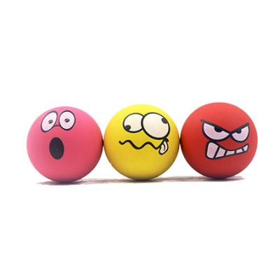 China Cavity Smiley Face Toy Ball Interesting Rubber Durable High Bouny Sports Toy Ball for sale