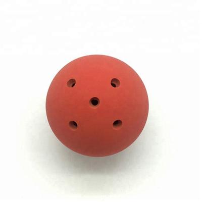 China Durable Funny Sports Toy Dog Fetch Rubber Ball With Bell Inside Hollow Rubber Squash Ball for sale