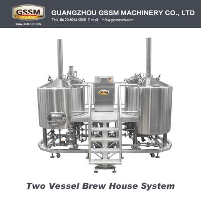 中国 棒/パブのビール醸造所装置は、20 の BBL の蒸気 2 つの容器が付いている Brewhouse を熱しました 販売のため