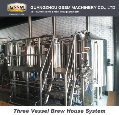 China Stainless Steel Commercial Beer Brewing Equipment 3mm Steam Heated 10 BBL Brewhouse for sale