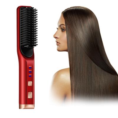 China 2021 Nondisposable Electric Cordless Ionic Hair Straightener Brush For Styling for sale