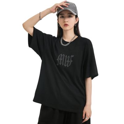 China 2021 summer comfortable hot sale popular women's cotton front print loose short sleeve ladies tops T-shirt for sale